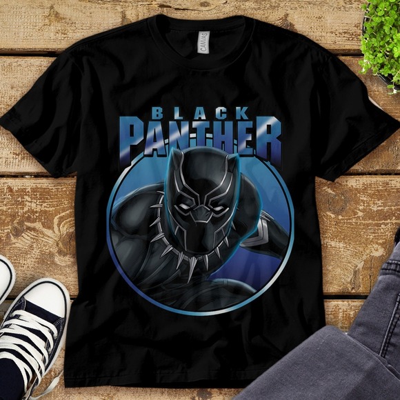 Marvel Avengers Black Panther Circle Portrait Unisex Tee Adult T-shirt Kid Shirt - Picture 1 of 2